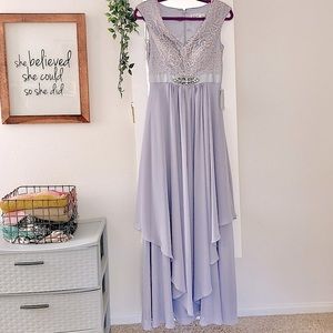 ELIZA J Women's Lace Chiffon Gown Formal Maxi Dress NEW